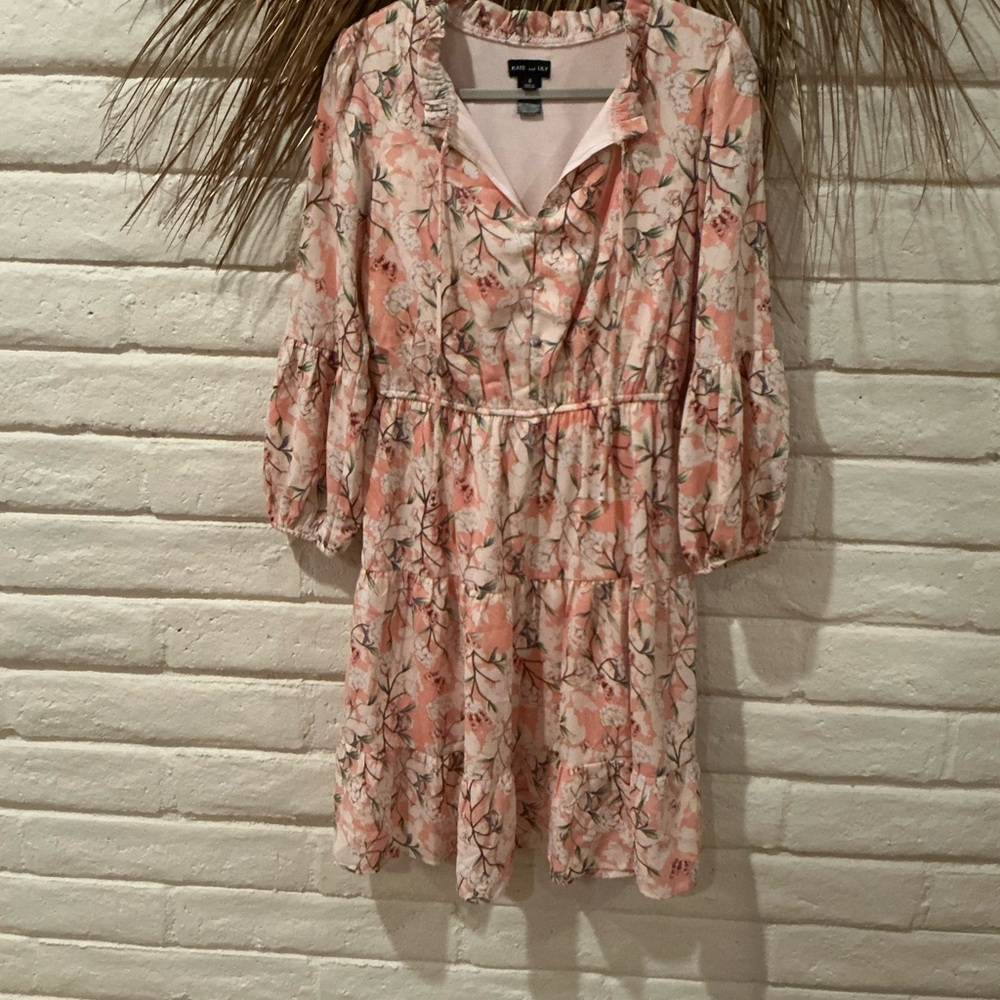 Chic Long Sleeve Floral Dress in Pink